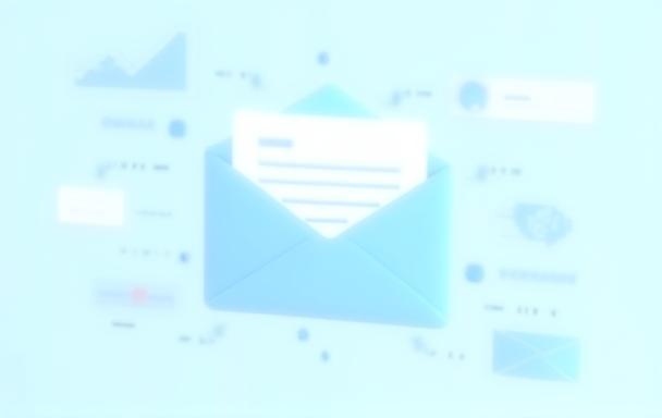 ニュースレター購読を促すイメージ。メールアイコンとデータ要素。